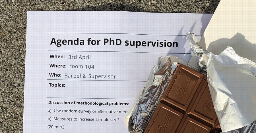Agenda for PhD supervision and chocolate