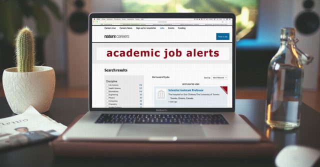 laptop with academic job portal open