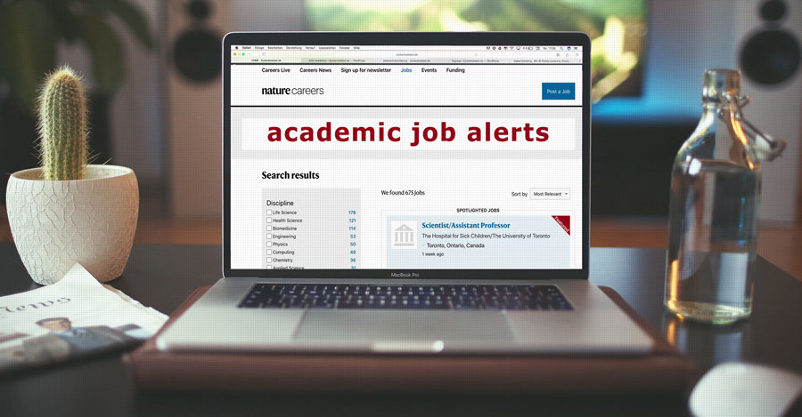 laptop with academic job portal open