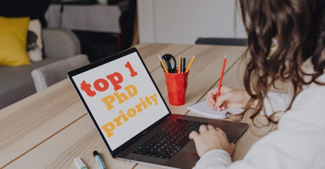 PhD candidate on laptop